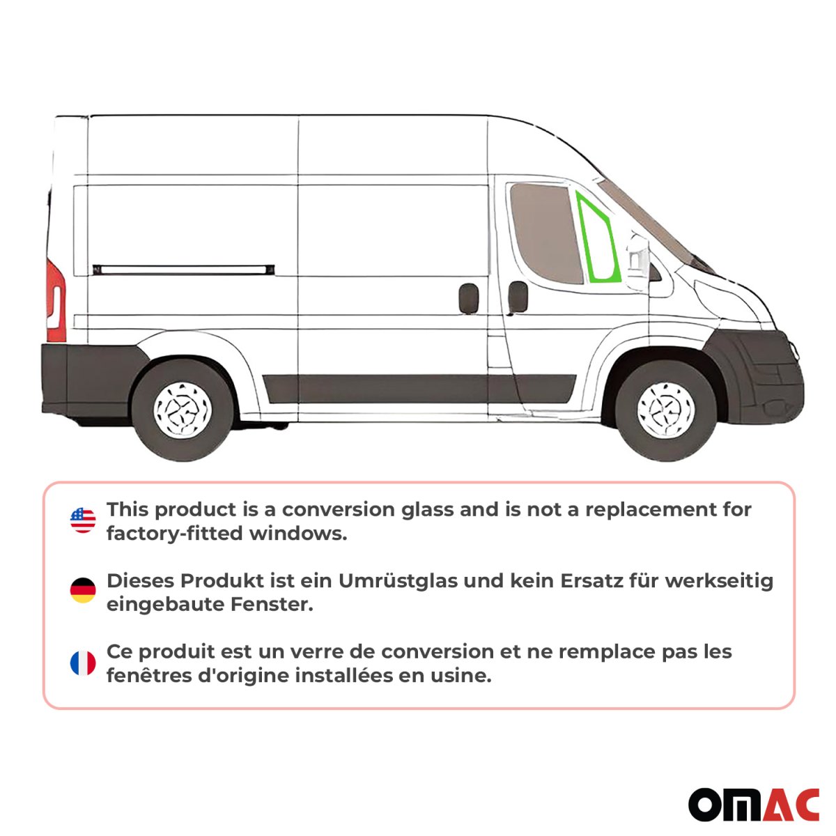 RAM PROMASTER Quarter Glass - Front (Cab) Right - Omac - L1/L2/L3/L4 - Green - 2014